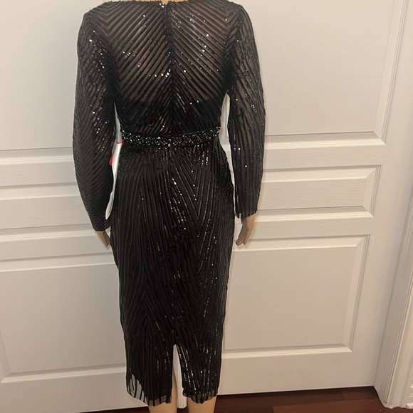 NWT MAC DUGGAL Black Tea Length Sequin Midi Dress - Picture 6 of 6